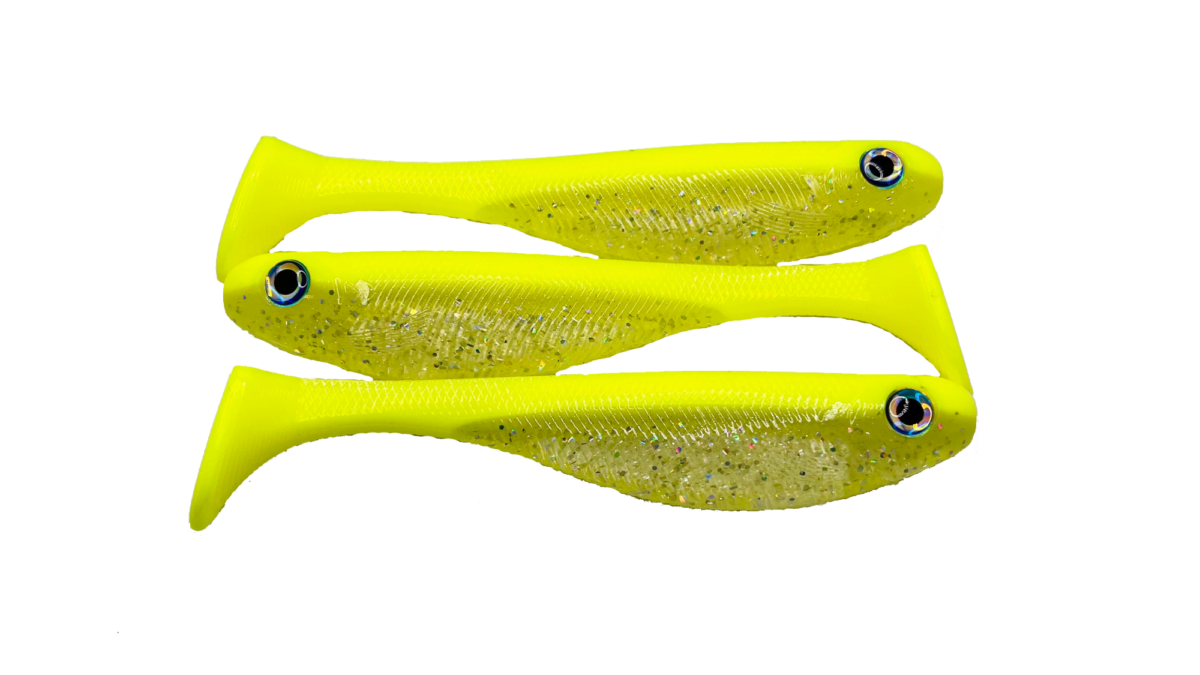6 Paddle Tail Swimbait - Chartreuse and Sparkle - Shad Life Baits 6 Paddle Tail Swimbait - Chartreuse and Sparkle - Shad Life Baits