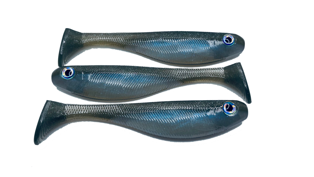 6 Paddle Tail Swimbait - Gray and Blue Shimmer - Shad Life Baits