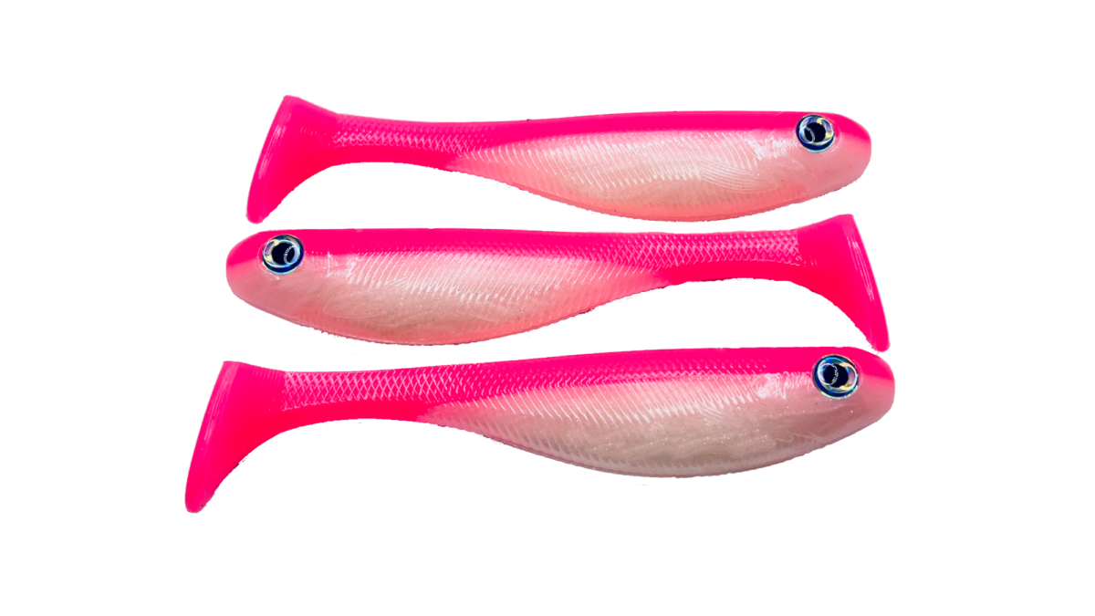 6 Paddle Tail Swimbait - Pink and Pearl