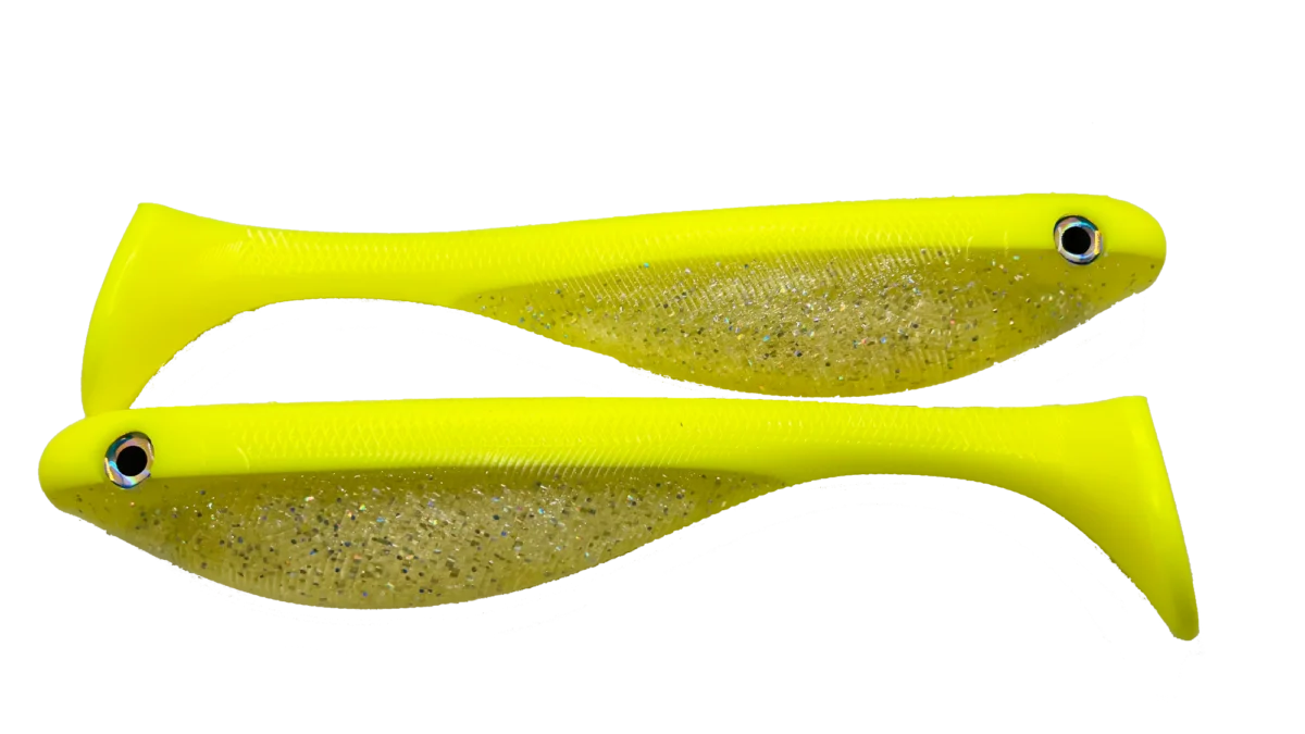 9" Paddle tail Swimbait - Chartreuse and Sparkle