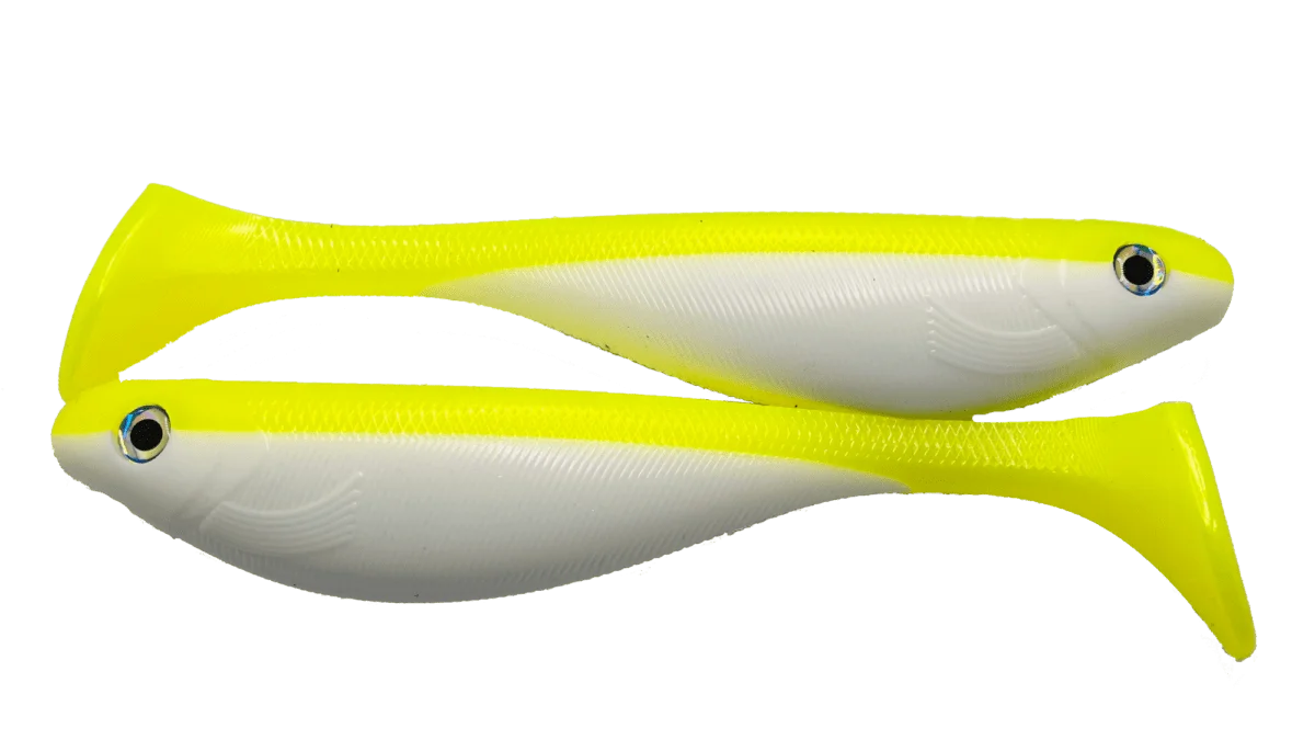 9" Paddle tail Swimbait - Chartreuse and White