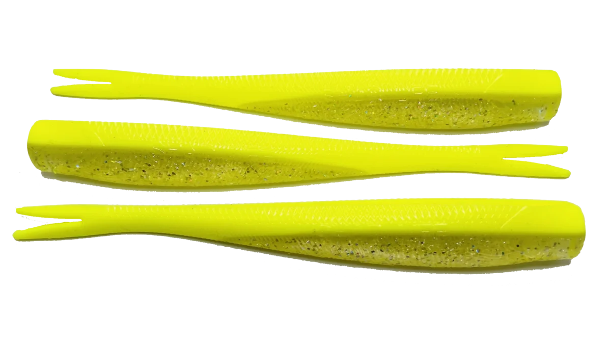 8.5 Straight Tail Swimbait - Chartreuse and Sparkle