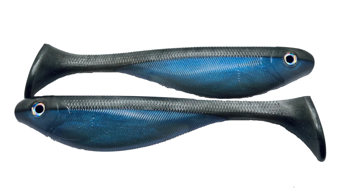 9" Paddle tail Swimbait - Gray and Blue Shimmer