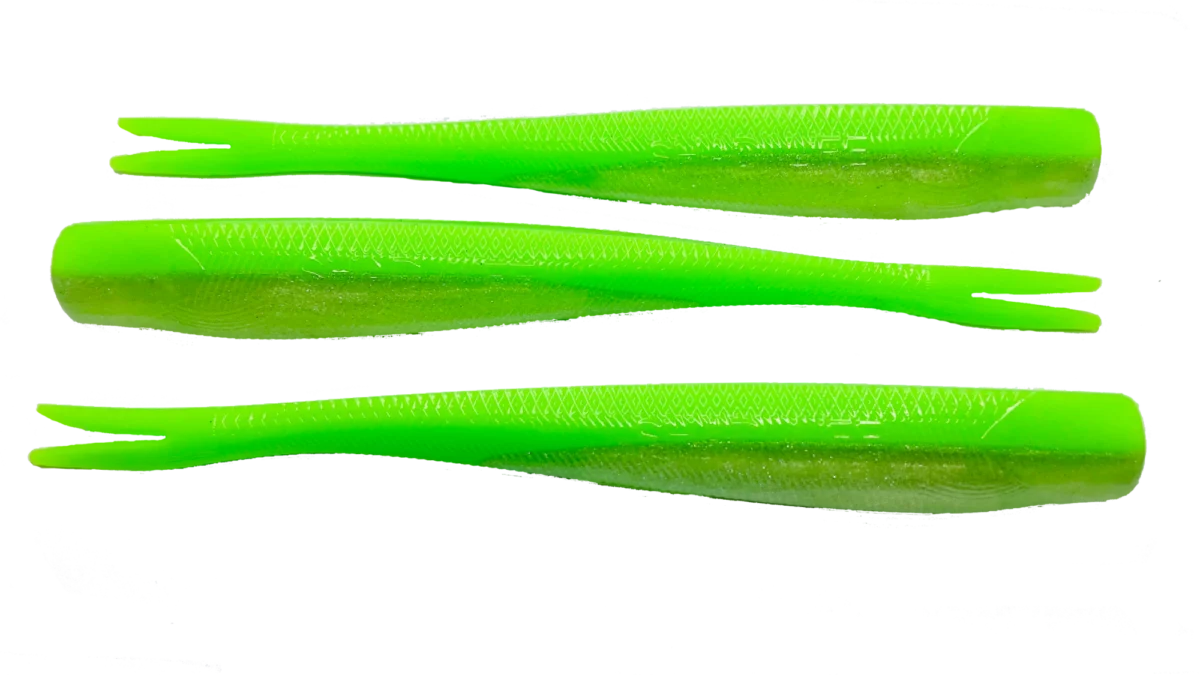 8.5 Straight Tail Swimbait - Lime and Sliver