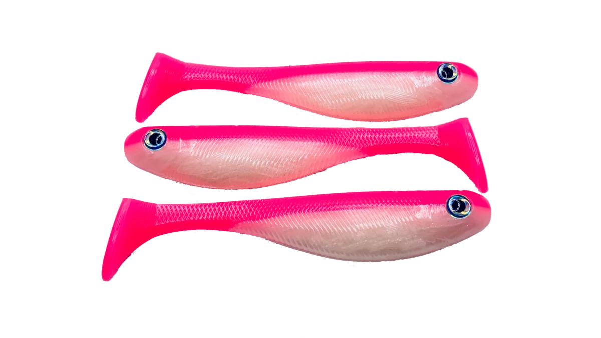 6 Paddle Tail Swimbait - Pink and Pearl