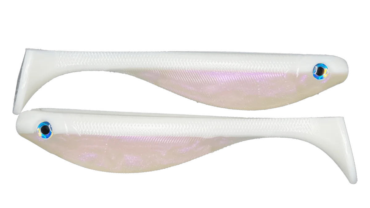 9" Paddle tail Swimbait - White and Purple Flash