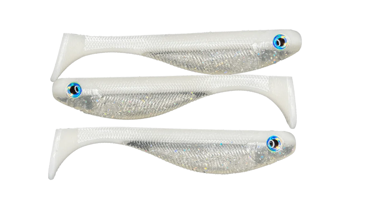 6 Paddle Tail Swimbait - White and Sparkle