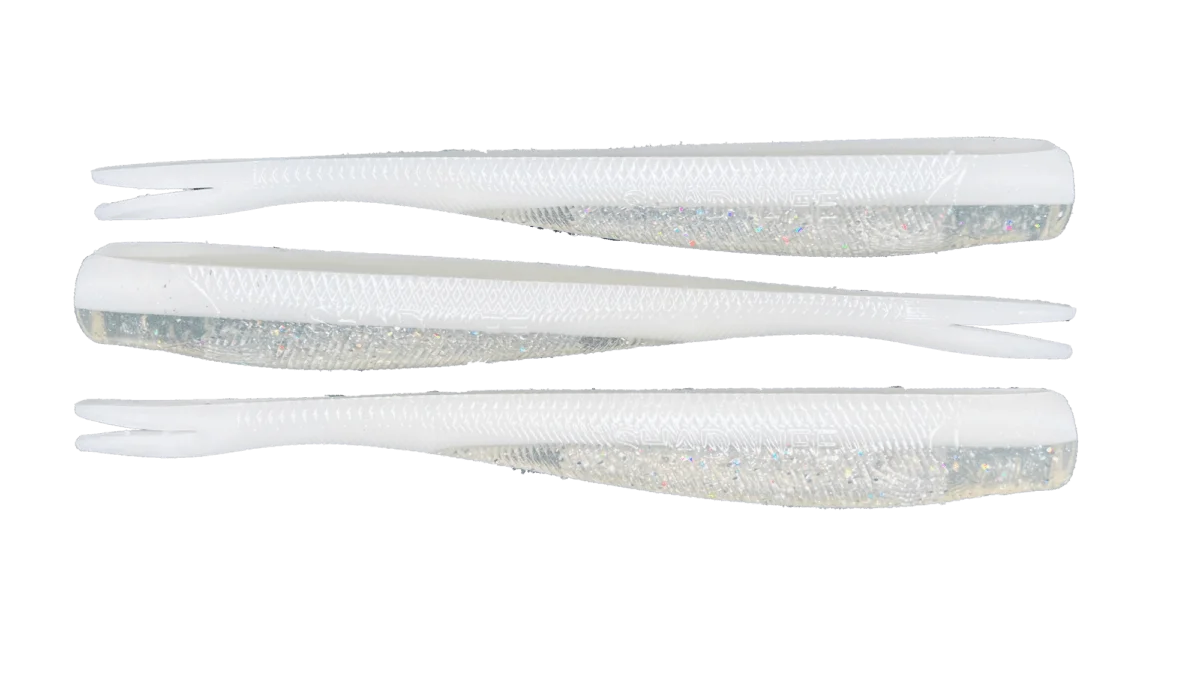 8.5 Straight Tail Swimbait - White Sparkle