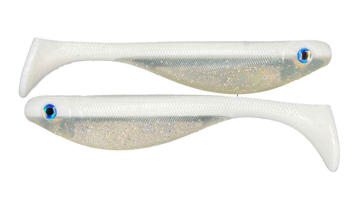 9" Paddle tail Swimbait - White and Sparkle